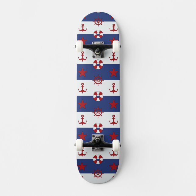Skateboard Motif nautique de bannière étoilée (Recto)