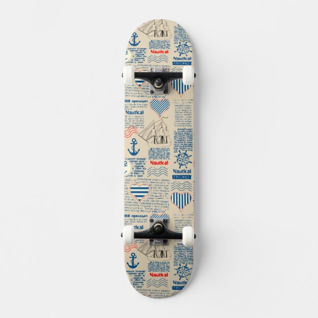 Skateboard Motif nautique de journal (Recto)