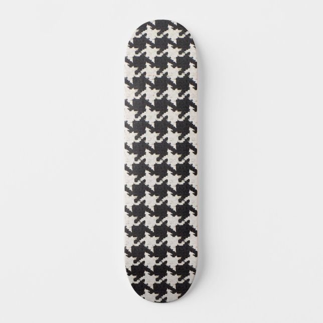 Skateboard Motif noir blanc pied de poule (Recto)