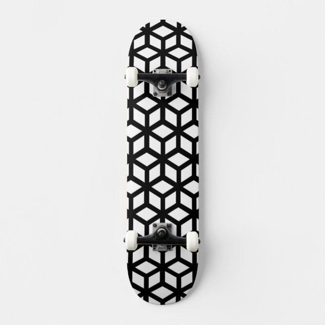 Skateboard Motif noir et blanc de cube (Recto)