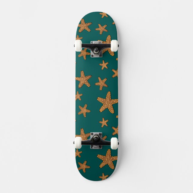Skateboard Motif orange d'étoiles de mer (Recto)