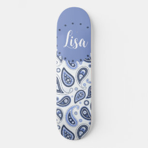 Skateboard Motif Paisley Bleu