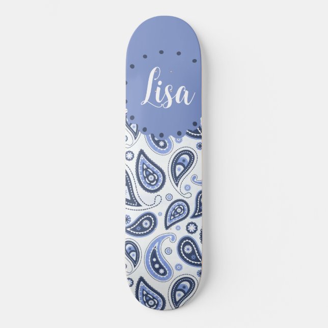 Skateboard Motif Paisley Bleu (Recto)