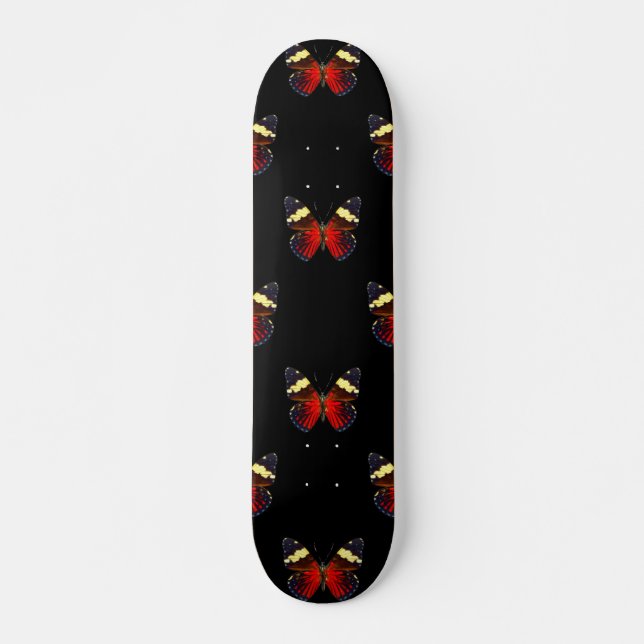 Skateboard Motif papillon rouge et noir (Devant)