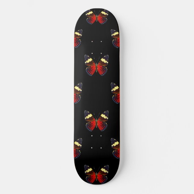 Skateboard Motif papillon rouge et noir (Recto)