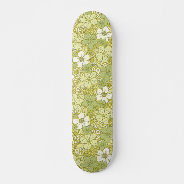 Skateboard Motif Pastel vert et jaune (Devant)