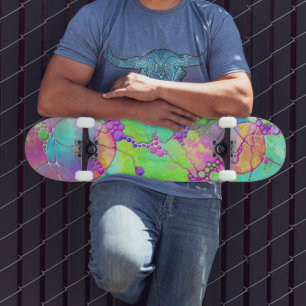 Skateboard Motif Peint À La Main Et Numériquement Art 41