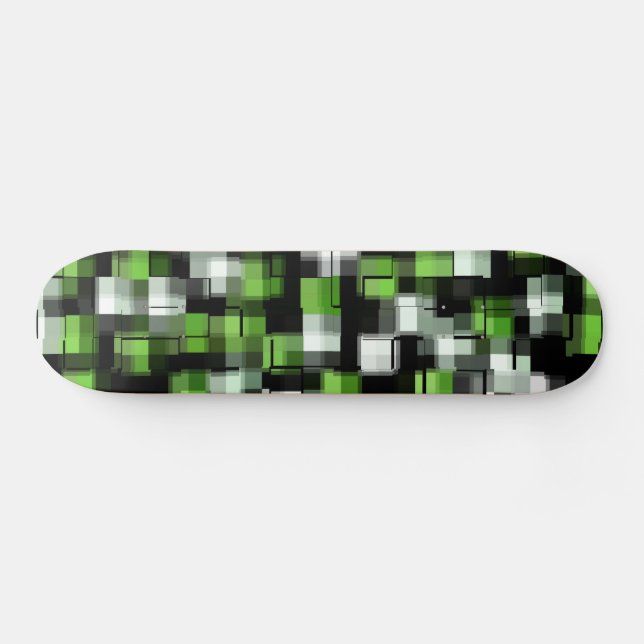 Skateboard Motif Plaid Vert Noir Blanc tendance (Horz)