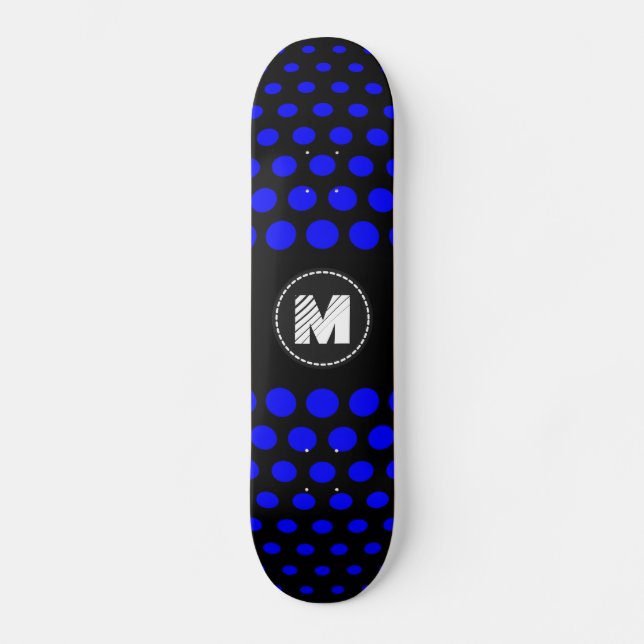 Skateboard Motif Points Bleus Monogramme (Recto)