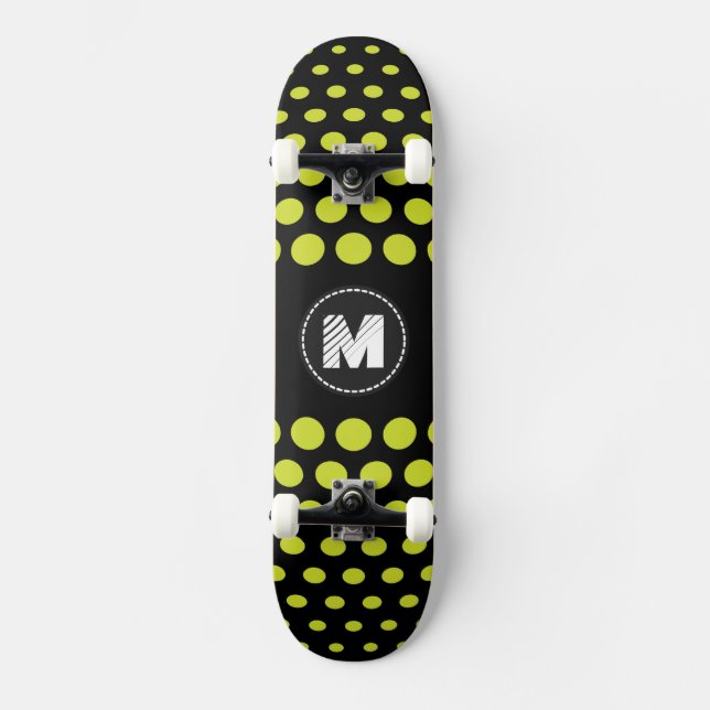 Skateboard Motif Pois vert Acide Monogram (Recto)