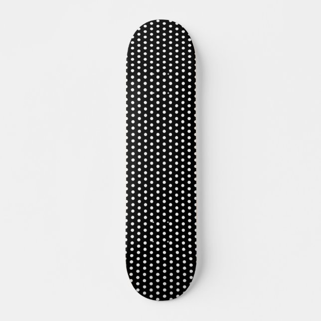 Skateboard Motif Polka noir et blanc. Spotty. (Devant)