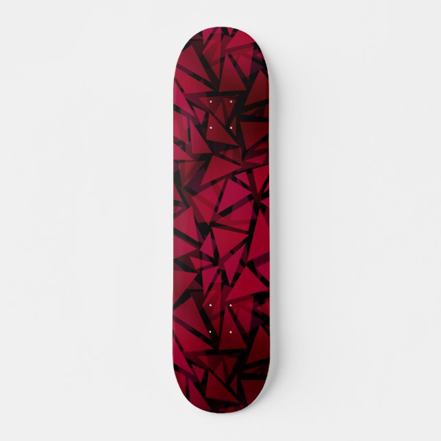 Skateboard Motif polygonal moderne géométrique rouge (Devant)