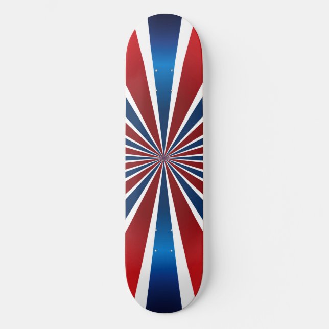 Skateboard Motif radial bleu rouge (Recto)