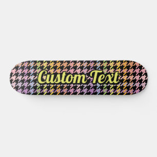 Skateboard Motif Rainbow Houndstooth
