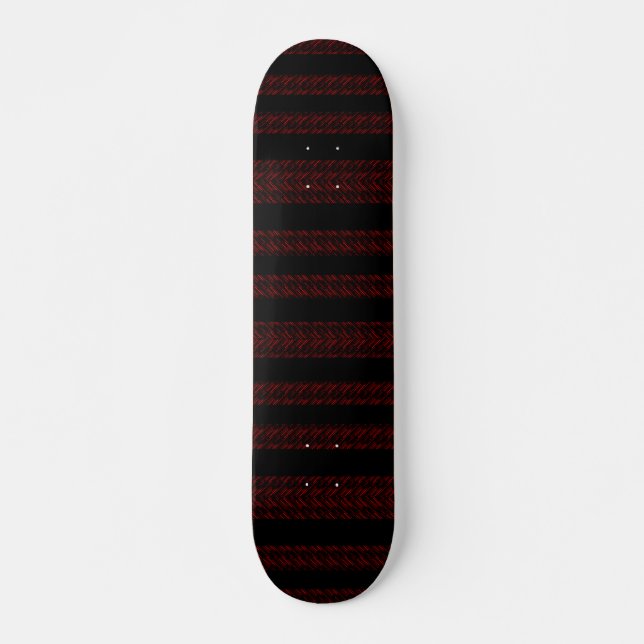 Skateboard Motif rayé rouge et noir moderne (Devant)