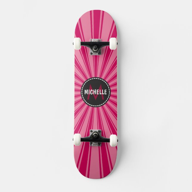 Skateboard Motif Rayons de Soleil Funky Rose Monogram (Recto)
