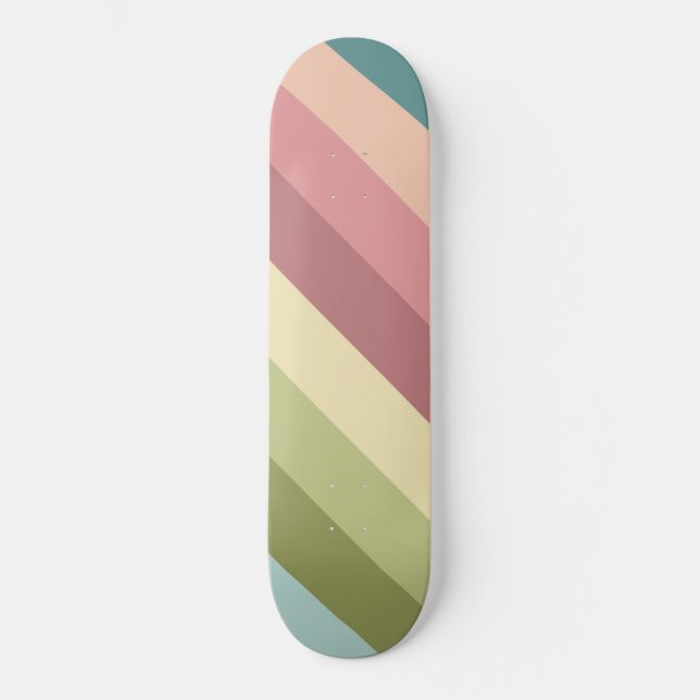 Skateboard Motif rayure rétro coloré (Recto)