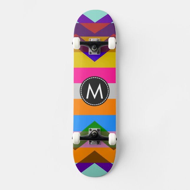 Skateboard Motif rayures chevron chic tendance (Recto)