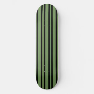 Skateboard Motif Rayures Vert Noir