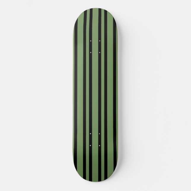 Skateboard Motif Rayures Vert Noir (Recto)