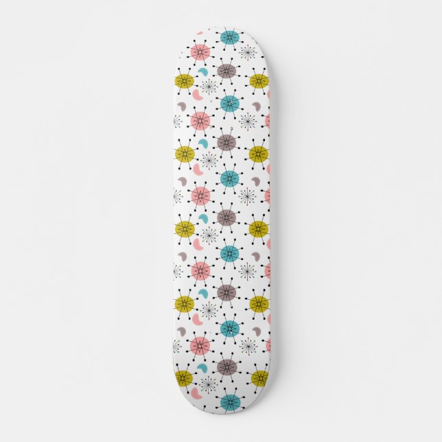 Skateboard Motif rétro atomique en explosion d'étoile (Devant)