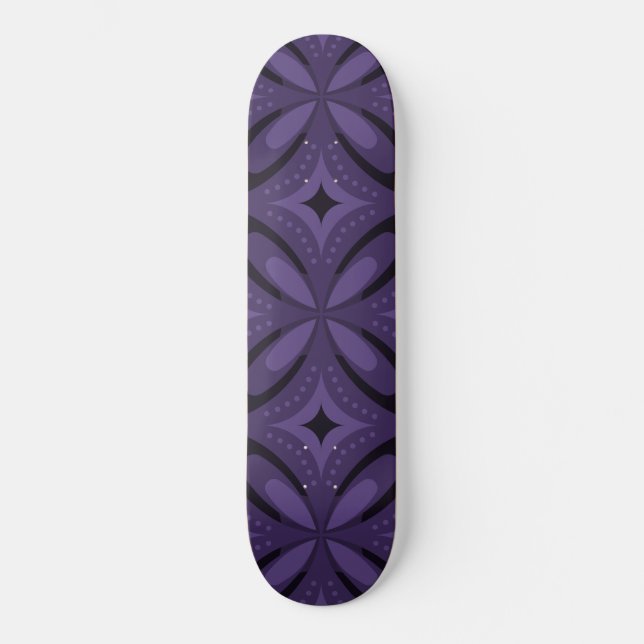 Skateboard Motif Rétro de Couleur Violet Foncé (Recto)