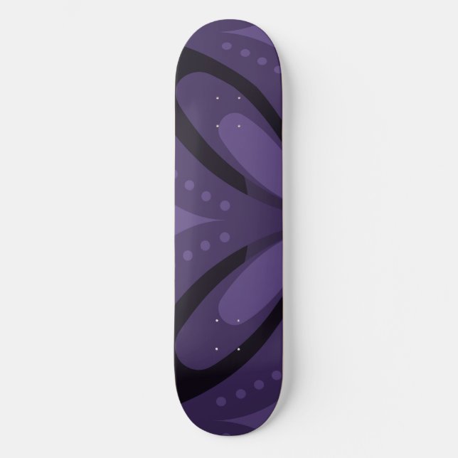 Skateboard Motif Rétro de Couleur Violet Foncé (Recto)