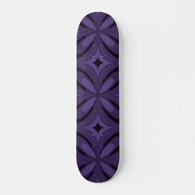 Skateboard Motif Rétro de Couleur Violet Foncé (Devant)