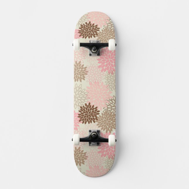 Skateboard Motif rose et Brown de maman (Recto)