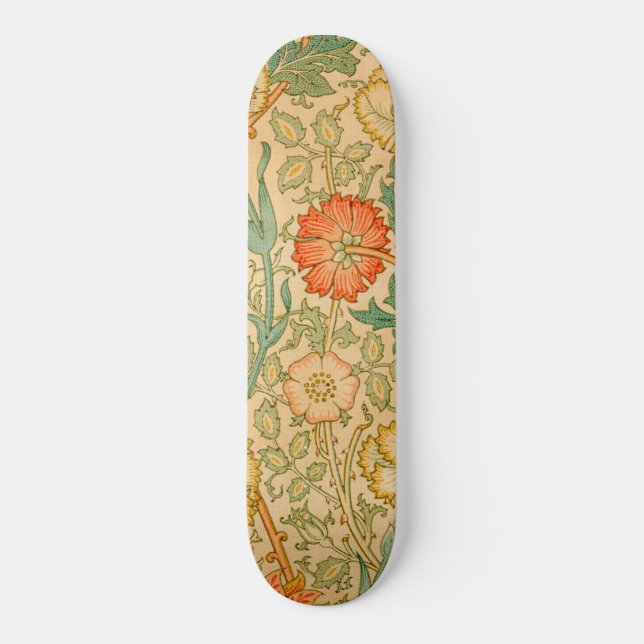 Skateboard Motif rose et Rose (par William Morris) (Recto)