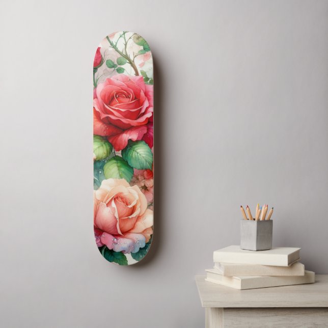 Skateboard Motif Rose Fantaisiste (Art mural)