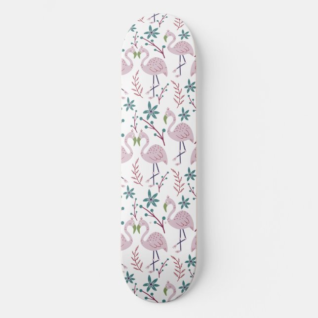 Skateboard Motif rose flamingo sans couture sur arrière - pla (Recto)