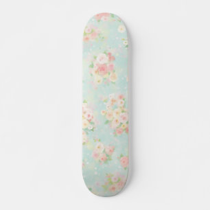 Skateboard Motif Rose Pastel souple sur Aqua Arrière - plan