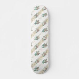 Skateboard Motif Rose Vintage - Planche à Roulettes