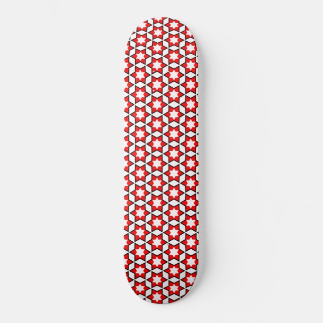 Skateboard Motif rouge blanc et noir étoile (Recto)