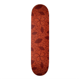 Skateboard Motif rouge de feuille sur l'orange