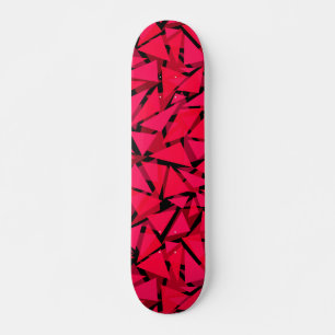 Skateboard motif rouge vif, géométrique, abstrait