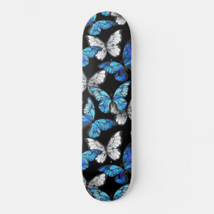Skateboard Motif sans couleur foncée avec papillons bleus Mor
