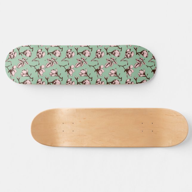 Skateboard Motif sans couture avec bourgeons floraux des arbr (Horz)