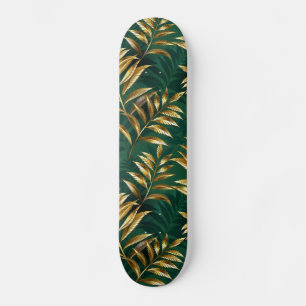 Skateboard Motif sans couture avec des fougères dorées