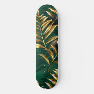 Skateboard Motif sans couture avec des fougères dorées