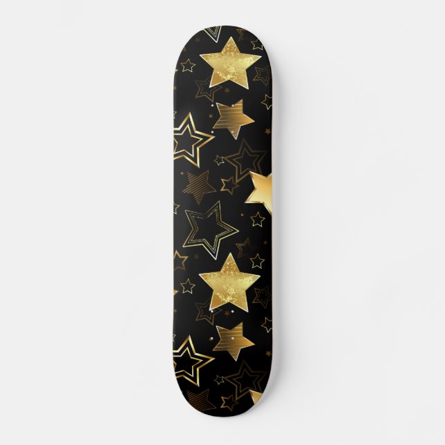 Skateboard Motif sans couture avec étoiles d'or (Recto)