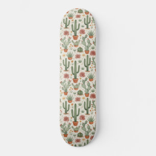 Skateboard Motif sans couture de cactus de désert succulent