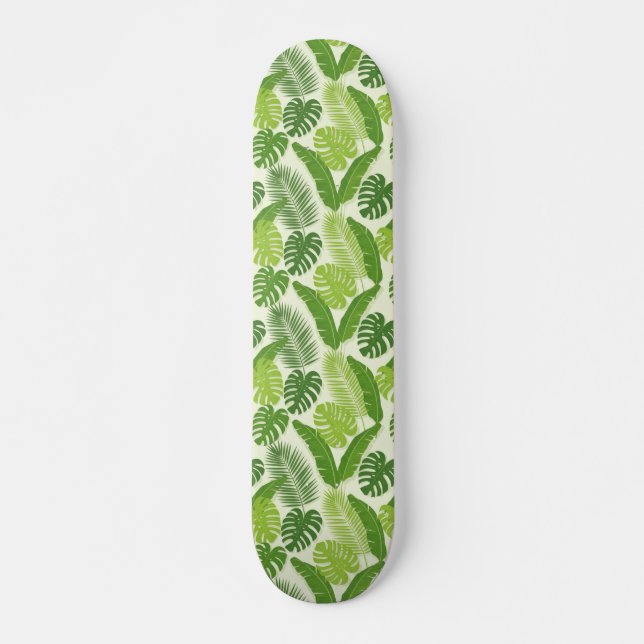 Skateboard Motif sans couture de feuilles tropicales & Monste (Devant)