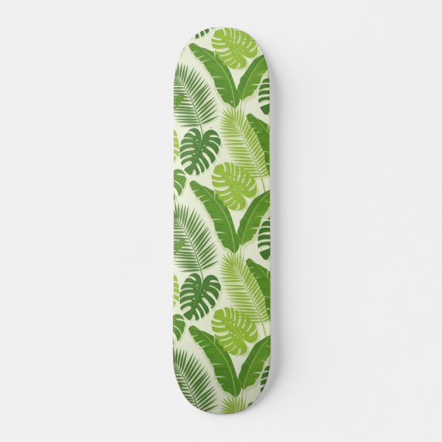 Skateboard Motif sans couture de feuilles tropicales & Monste (Devant)