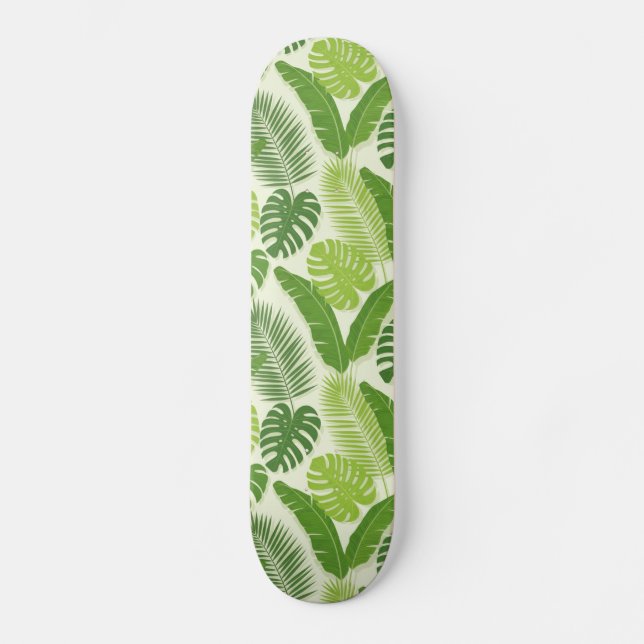 Skateboard Motif sans couture de feuilles tropicales & Monste (Recto)