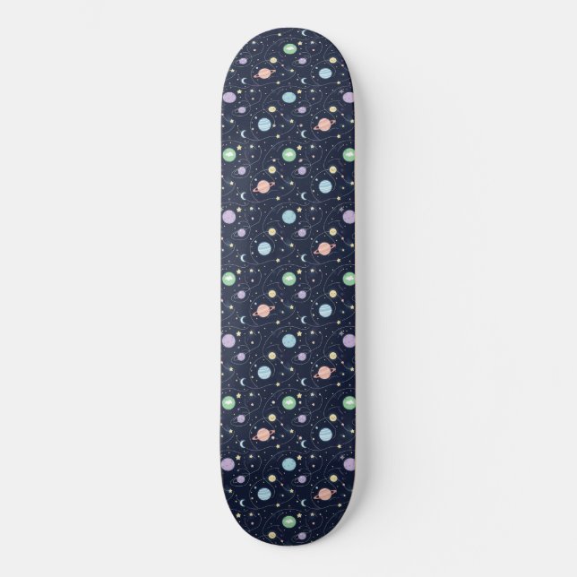 Skateboard Motif sans couture de planètes du système solaire (Recto)