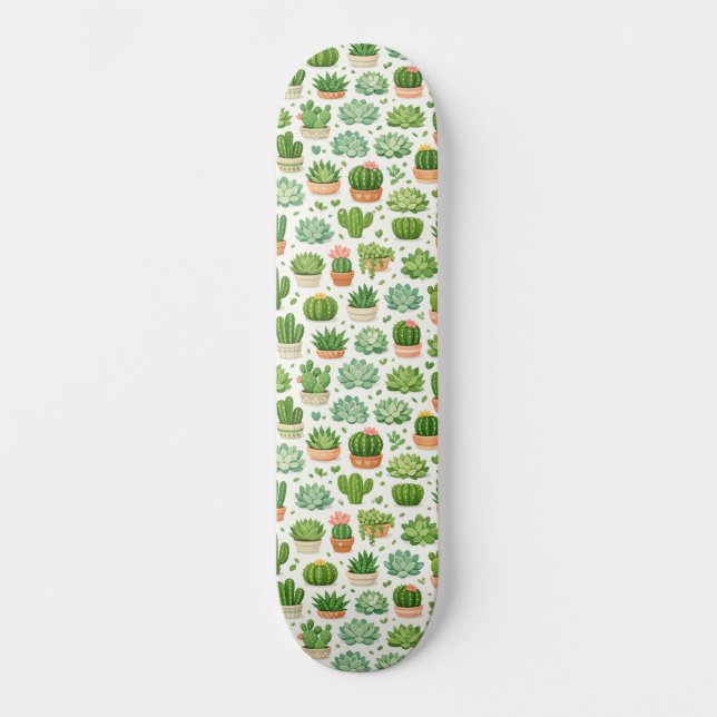 Skateboard Motif sans couture de plante grasse mignonne (Recto)