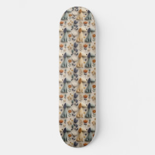 Skateboard Motif sans couture de style argile 3D avec des chi