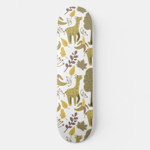 Skateboard Motif sans couture Giraffe jaune blanc arrière - p